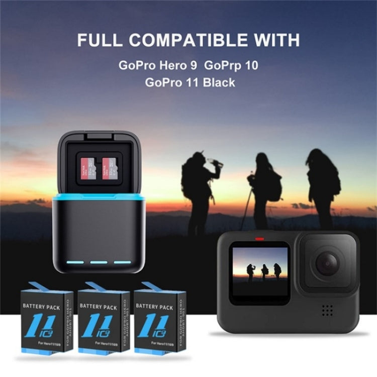 GP-910 Estuche de almacenamiento con caja de carga de 3 baterías para GoPro Hero11 /10 /9, For GoPro HERO12 Black /11 Black /10 Black /9 Black