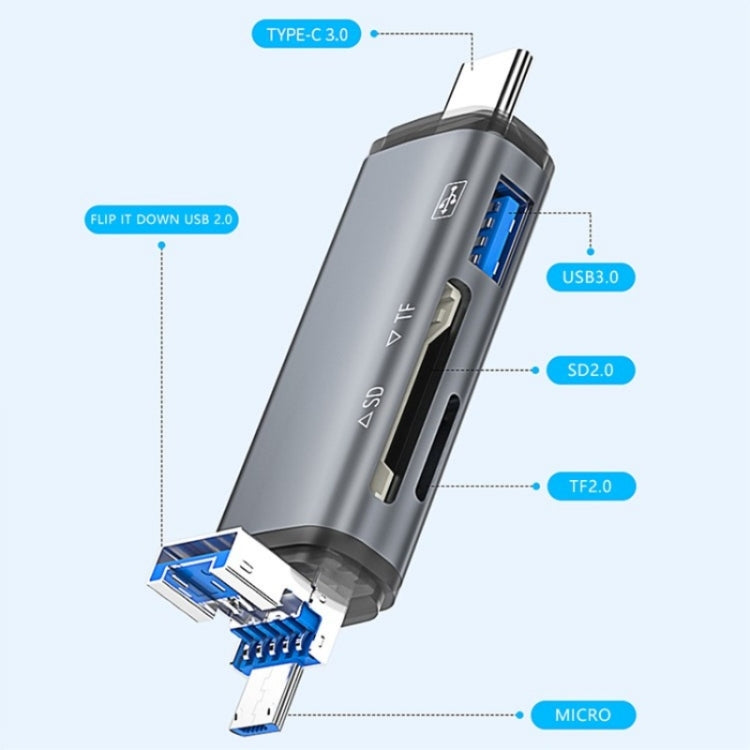 ADS-307 Adaptador OTG de transferencia de datos USB / Type-C / Micro Plug SD TF Card U-Disk Reader, ADS-307