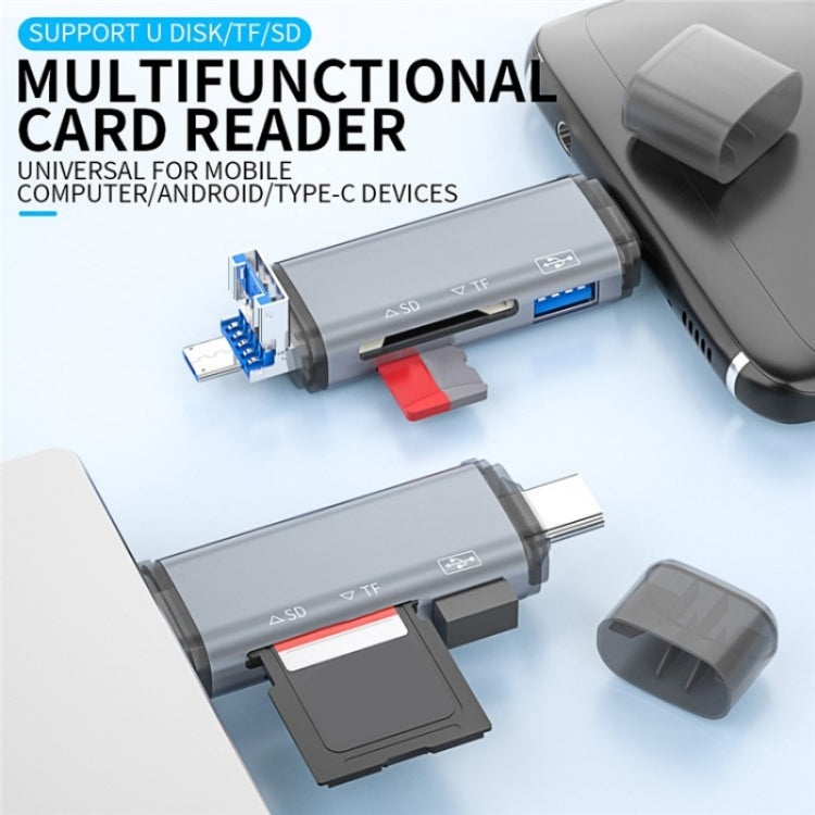 ADS-307 Adaptador OTG de transferencia de datos USB / Type-C / Micro Plug SD TF Card U-Disk Reader, ADS-307