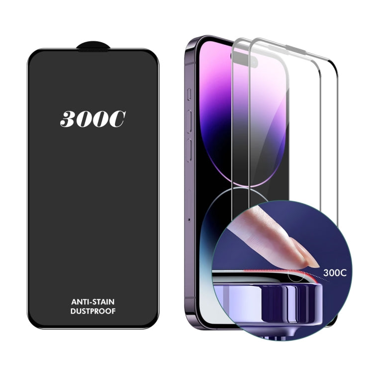 2 piezas ENKAY 300C Película de vidrio templado de aluminio y silicio de cobertura total de arco supergrande, For iPhone 16 Pro Max, For iPhone 16 Pro, For iPhone 15 Pro Max, For iPhone 15 Pro, For iPhone 14 Pro, For iPhone 14 Pro Max                  ...
