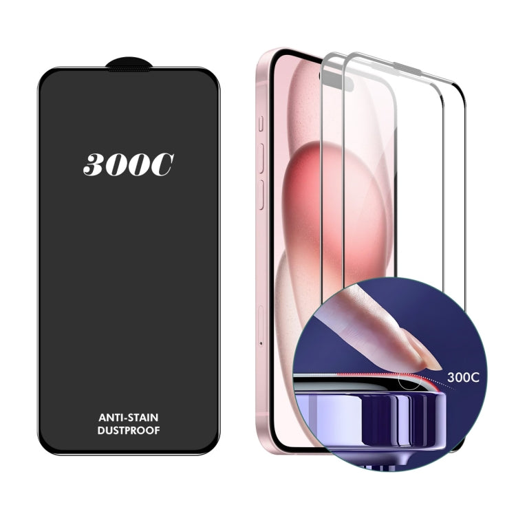 2 piezas ENKAY 300C Película de vidrio templado de aluminio y silicio de cobertura total de arco supergrande, For iPhone 16 Pro Max, For iPhone 16 Pro, For iPhone 15 Pro Max, For iPhone 15 Pro, For iPhone 14 Pro, For iPhone 14 Pro Max                  ...