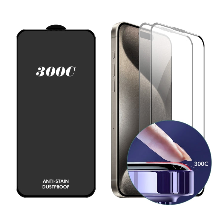 2 piezas ENKAY 300C Película de vidrio templado de aluminio y silicio de cobertura total de arco supergrande, For iPhone 16 Pro Max, For iPhone 16 Pro, For iPhone 15 Pro Max, For iPhone 15 Pro, For iPhone 14 Pro, For iPhone 14 Pro Max                  ...