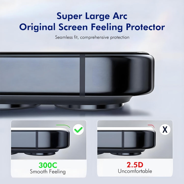 2 piezas ENKAY 300C Película de vidrio templado de aluminio y silicio de cobertura total de arco supergrande, For iPhone 16 Pro Max, For iPhone 16 Pro, For iPhone 15 Pro Max, For iPhone 15 Pro, For iPhone 14 Pro, For iPhone 14 Pro Max                  ...