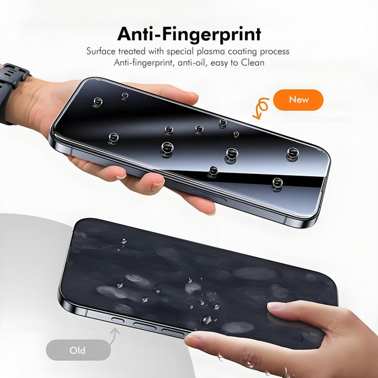 2 piezas ENKAY 300C Película de vidrio templado de aluminio y silicio de cobertura total de arco supergrande, For iPhone 16 Pro Max, For iPhone 16 Pro, For iPhone 15 Pro Max, For iPhone 15 Pro, For iPhone 14 Pro, For iPhone 14 Pro Max                  ...