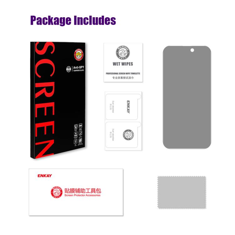 Película de vidrio templado ENKAY Hat-Prince de 28 grados para privacidad y antiespionaje, For iPhone 17 Pro Max, For iPhone 17 Pro, For iPhone 17, For iPhone Air, For iPhone 16 Pro Max, For iPhone 16 Pro, For iPhone 16 Plus, For iPhone 16             ...