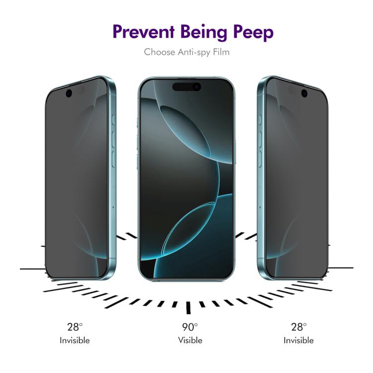 Película de vidrio templado ENKAY Hat-Prince de 28 grados para privacidad y antiespionaje, 5 unidades, For iPhone 17 Pro Max, For iPhone 17 Pro, For iPhone 17, For iPhone Air, For iPhone 16 Pro Max, For iPhone 16 Pro, For iPhone 16 Plus, For iPhone 16 ...
