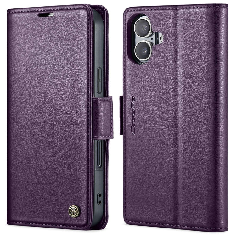 Funda para teléfono con hebilla de mariposa y textura de lichi, antirrobo RFID, CaseMe 023, For iPhone 16