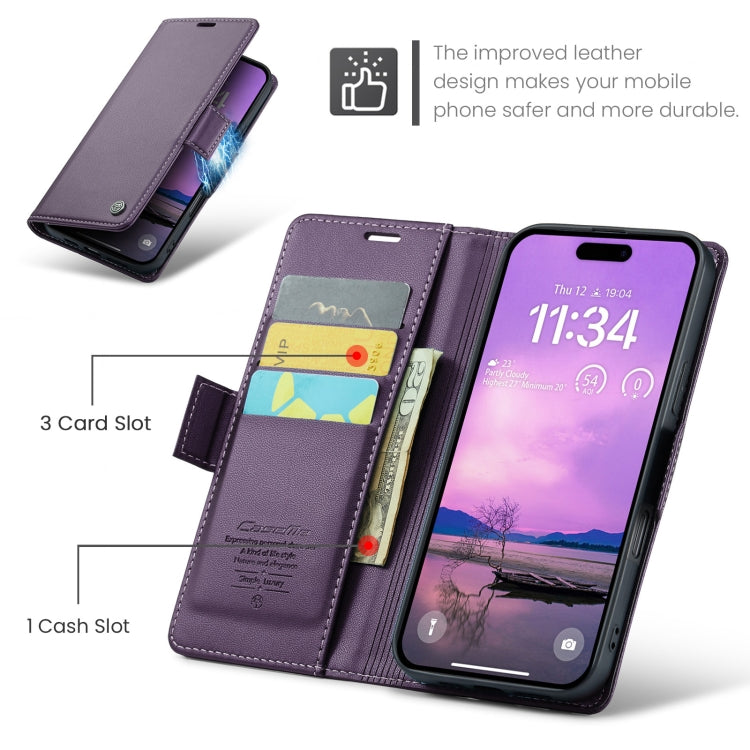 Funda para teléfono con hebilla de mariposa y textura de lichi, antirrobo RFID, CaseMe 023, For iPhone 16