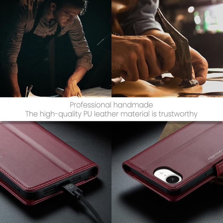 Funda para teléfono con hebilla de mariposa y textura de lichi, antirrobo RFID, CaseMe 023, For iPhone 17e / 16e, For iPhone 17 Pro Max, For iPhone 17 Pro, For iPhone 17, For iPhone Air, For iPhone 16 Pro Max, For iPhone 16 Pro, For iPhone 16 Plus