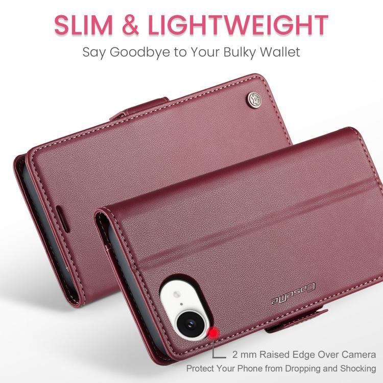 Funda para teléfono con hebilla de mariposa y textura de lichi, antirrobo RFID, CaseMe 023, For iPhone 17e / 16e, For iPhone 17 Pro Max, For iPhone 17 Pro, For iPhone 17, For iPhone Air, For iPhone 16 Pro Max, For iPhone 16 Pro, For iPhone 16 Plus