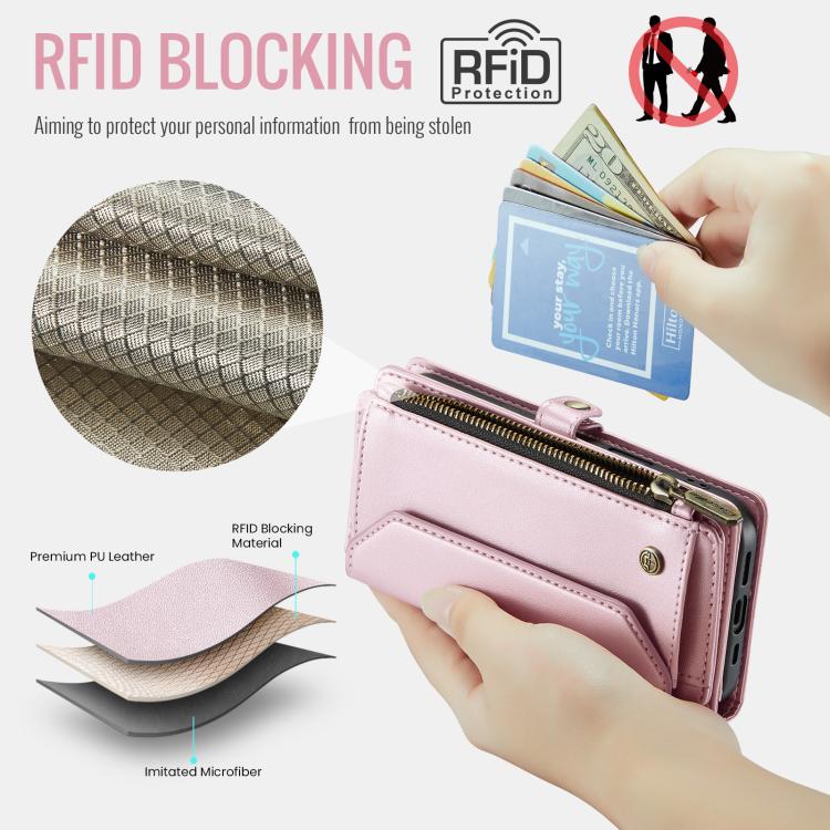 Estuche para teléfono de cuero antirrobo con ranuras para tarjetas y cremallera CaseMe C36, For iPhone 17e / 16e, For iPhone 17 Pro Max, For iPhone 17 Pro, For iPhone 17, For iPhone Air, For iPhone 16 Pro Max, For iPhone 16 Pro, For iPhone 16 Plus     ...