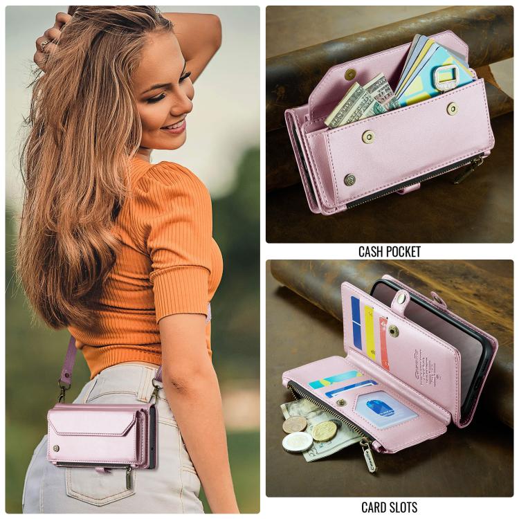 Estuche para teléfono de cuero antirrobo con ranuras para tarjetas y cremallera CaseMe C36, For iPhone 17e / 16e, For iPhone 17 Pro Max, For iPhone 17 Pro, For iPhone 17, For iPhone Air, For iPhone 16 Pro Max, For iPhone 16 Pro, For iPhone 16 Plus     ...