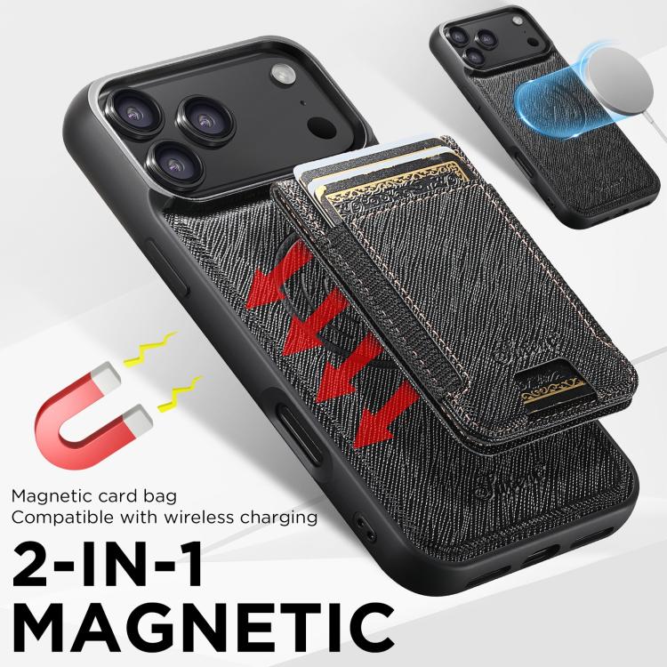 Funda para teléfono con billetera desmontable y cierre MagSafe de cuero de grano cruzado Suteni H17, For iPhone 17 Pro Max, For iPhone 17 Pro, For iPhone 17, For iPhone Air, For iPhone 16 Pro Max, For iPhone 16 Pro, For iPhone 16 Plus, For iPhone 16   ...