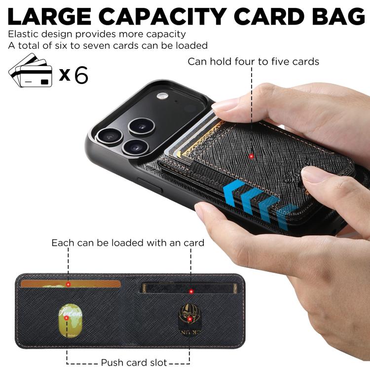 Funda para teléfono con billetera desmontable y cierre MagSafe de cuero de grano cruzado Suteni H17, For iPhone 17 Pro Max, For iPhone 17 Pro, For iPhone 17, For iPhone Air, For iPhone 16 Pro Max, For iPhone 16 Pro, For iPhone 16 Plus, For iPhone 16   ...