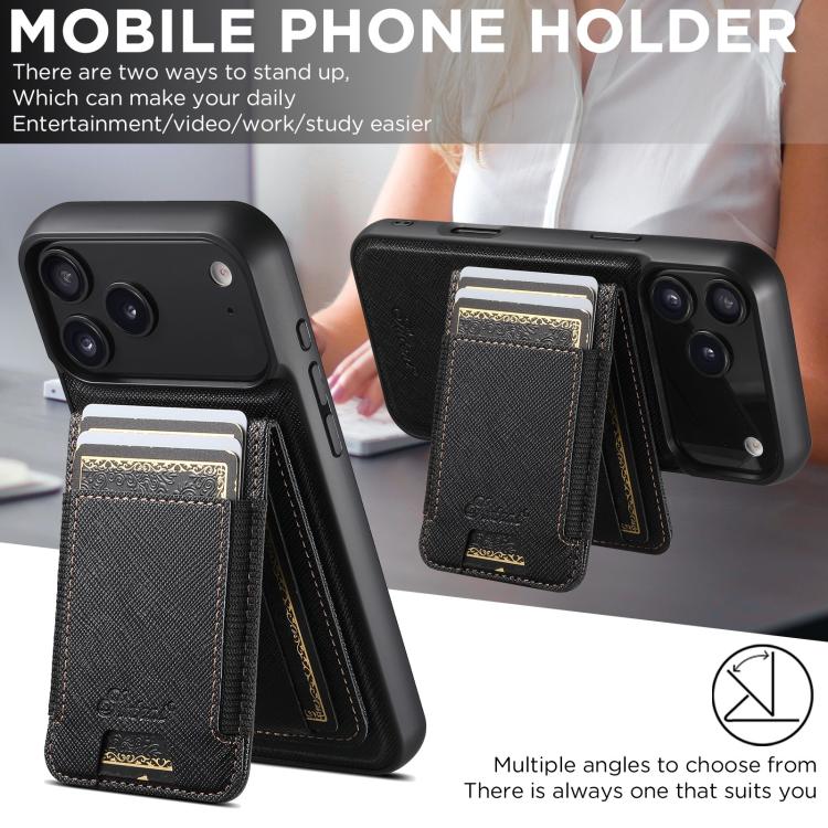 Funda para teléfono con billetera desmontable y cierre MagSafe de cuero de grano cruzado Suteni H17, For iPhone 17 Pro Max, For iPhone 17 Pro, For iPhone 17, For iPhone Air, For iPhone 16 Pro Max, For iPhone 16 Pro, For iPhone 16 Plus, For iPhone 16   ...