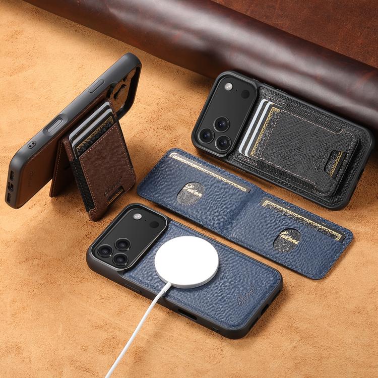 Funda para teléfono con billetera desmontable y cierre MagSafe de cuero de grano cruzado Suteni H17, For iPhone 13 Pro Max, For iPhone 13 Pro, For iPhone 13, For iPhone 12, For iPhone 12 Pro Max, For iPhone 12 Pro