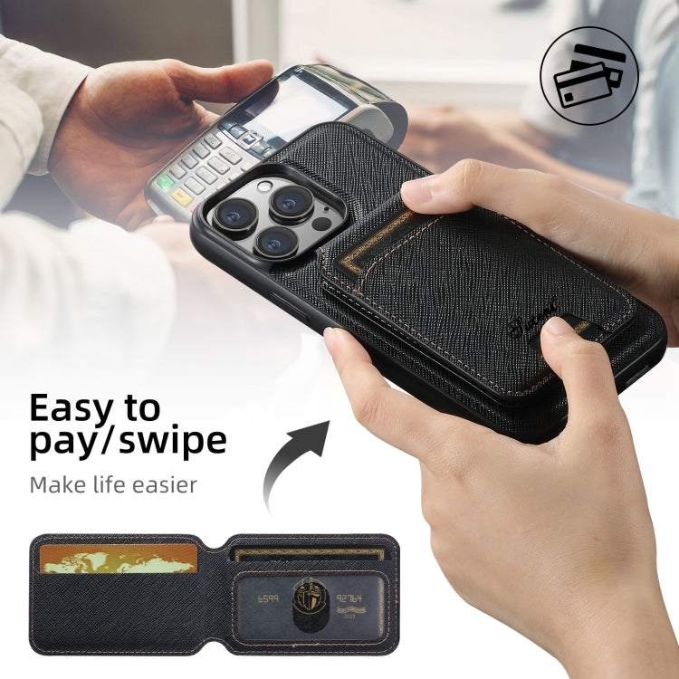 Funda de cuero para teléfono con billetera MagSafe Suteni H18 Cross Grain, For iPhone 13 Pro Max, For iPhone 13 Pro, For iPhone 13, For iPhone 12, For iPhone 12 Pro Max, For iPhone 12 Pro