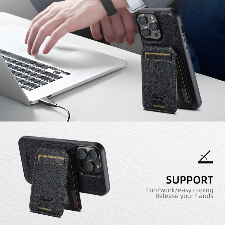 Funda de cuero para teléfono con billetera MagSafe Suteni H18 Cross Grain, For iPhone 13 Pro Max, For iPhone 13 Pro, For iPhone 13, For iPhone 12, For iPhone 12 Pro Max, For iPhone 12 Pro