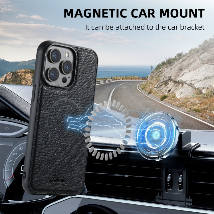 Funda de cuero para teléfono con billetera MagSafe Suteni H18 Cross Grain, For iPhone 13 Pro Max, For iPhone 13 Pro, For iPhone 13, For iPhone 12, For iPhone 12 Pro Max, For iPhone 12 Pro