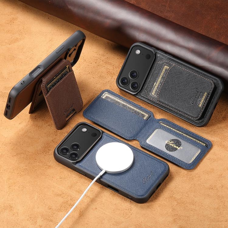 Funda de cuero para teléfono con billetera MagSafe Suteni H18 Cross Grain, For iPhone 13 Pro Max, For iPhone 13 Pro, For iPhone 13, For iPhone 12, For iPhone 12 Pro Max, For iPhone 12 Pro