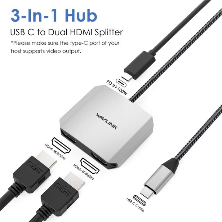 Adaptador de monitor WAVLINK UHP510 Pro con carga PD de 87 W y USB C a doble HD, 4K, 60 Hz