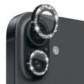 Protector de lente de cámara con purpurina NORTHJO, película de anillo de metal de vidrio templado, For iPhone 16 / 16 Plus