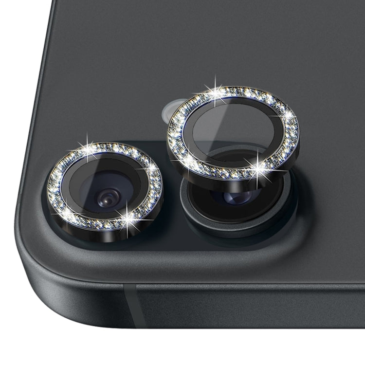Protector de lente de cámara con purpurina NORTHJO, película de anillo de metal de vidrio templado, For iPhone 16 / 16 Plus