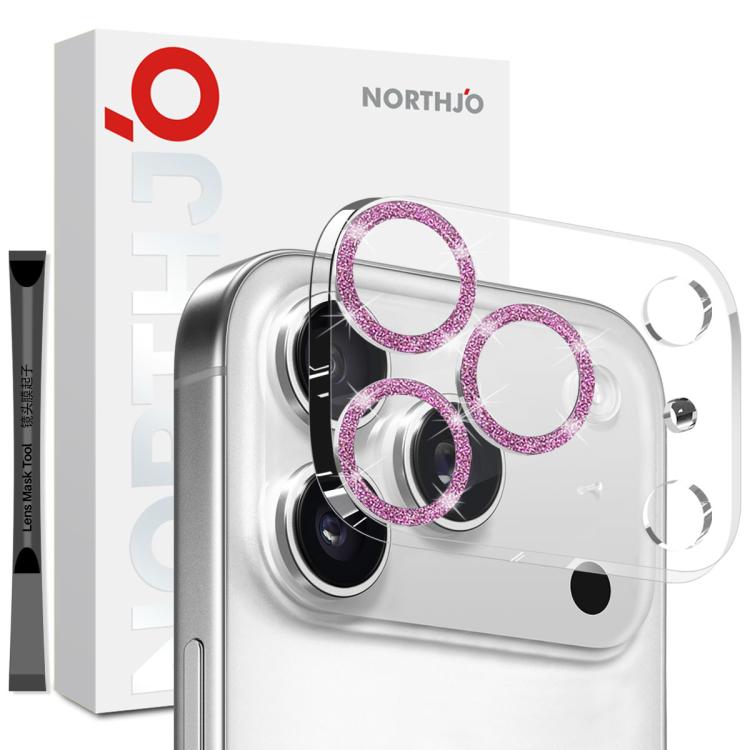 Protector de lente de cámara NORTHJO con anillo brillante y película de vidrio templado 3D, For iPhone 17 Pro Max, For iPhone 17 Pro, For iPhone 17, For iPhone Air, For iPhone 16 Pro / 16 Pro Max, For iPhone 16 / 16 Plus
