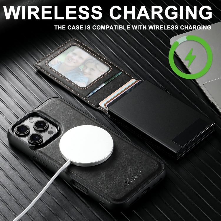 Estuche para teléfono con tapa trasera extraíble y cera de aceite Suteni H19 2 en 1 con tapa de tarjeta MagSafe, For iPhone 12 Pro, For iPhone 17e / 16e