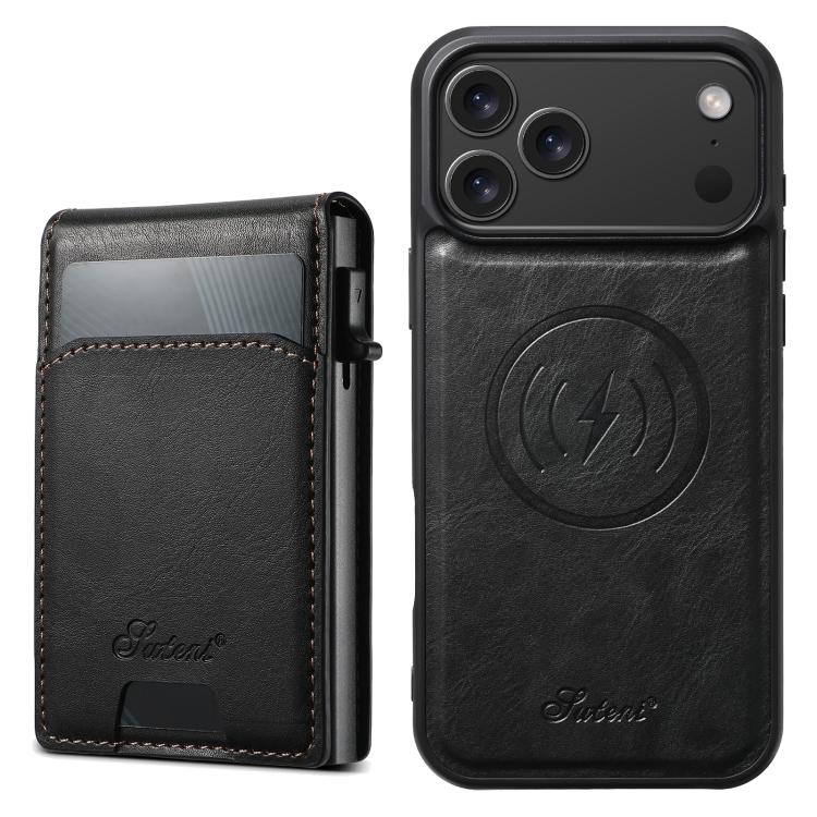 Estuche para teléfono con tapa trasera extraíble y cera de aceite Suteni H19 2 en 1 con tapa de tarjeta MagSafe, For iPhone 17 Pro Max, For iPhone 17 Pro, For iPhone 17, For iPhone Air, For iPhone 16 Pro Max, For iPhone 16 Pro, For iPhone 16 Plus      ...