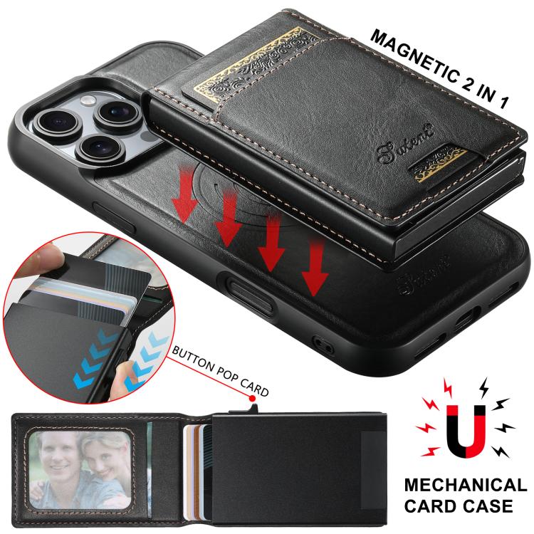 Estuche para teléfono con tapa trasera extraíble y cera de aceite Suteni H19 2 en 1 con tapa de tarjeta MagSafe, For iPhone 17 Pro Max, For iPhone 17 Pro, For iPhone 17, For iPhone Air, For iPhone 16 Pro Max, For iPhone 16 Pro, For iPhone 16 Plus      ...