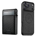 Estuche para teléfono Suteni H19 Carbon Fiber Grain 2 en 1 con tapa extraíble y ranura para tarjetas MagSafe, For iPhone 17 Pro Max, For iPhone 17 Pro, For iPhone 17, For iPhone Air, For iPhone 16 Pro Max, For iPhone 16 Pro, For iPhone 16 Plus         ...