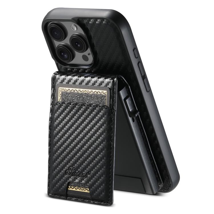 Estuche para teléfono Suteni H19 Carbon Fiber Grain 2 en 1 con tapa extraíble y ranura para tarjetas MagSafe, For iPhone 17 Pro Max, For iPhone 17 Pro, For iPhone 17, For iPhone Air, For iPhone 16 Pro Max, For iPhone 16 Pro, For iPhone 16 Plus         ...