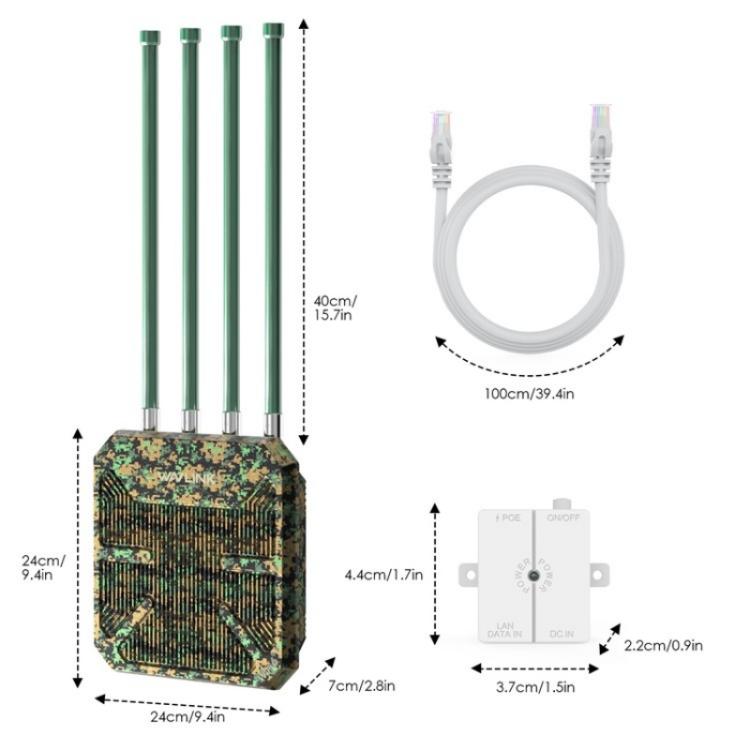WAVLINK WN573HX1 Router inalámbrico de doble banda WiFi 6 AX1800 Punto de acceso WiFi para exteriores, US Plug, EU Plug, UK Plug, AU Plug
