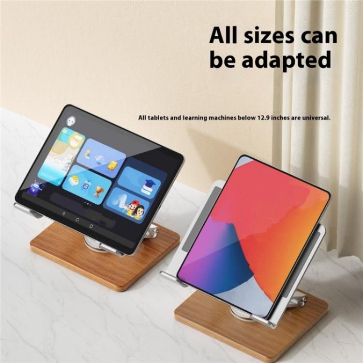 J27 Soporte de refrigeración de metal para tabletas y portátiles con base de madera giratoria plegable para escritorio, J27