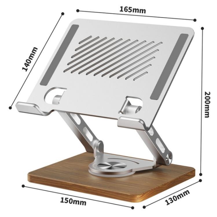 J27 Soporte de refrigeración de metal para tabletas y portátiles con base de madera giratoria plegable para escritorio, J27