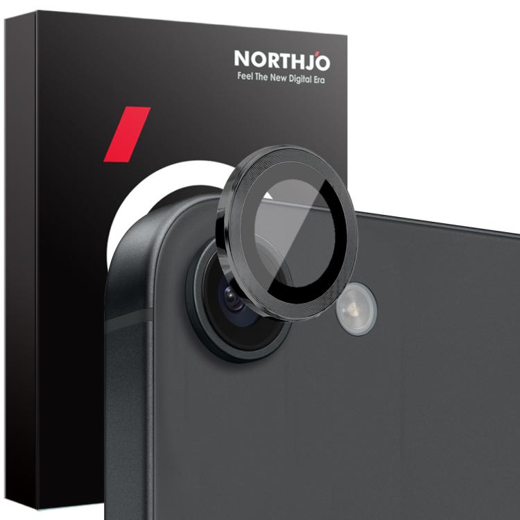 Protector de lente de cámara NORTHJO con anillo de metal y película de vidrio templado, For iPhone 17e / 16e