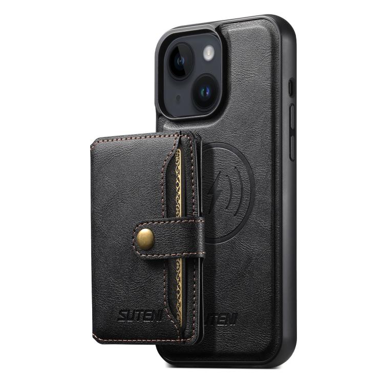 Funda de cuero para teléfono Suteni M4 con tarjetero magnético y MagSafe, For iPhone 13 Pro Max, For iPhone 13 Pro, For iPhone 13, For iPhone 12, For iPhone 12 Pro Max, For iPhone 12 Pro