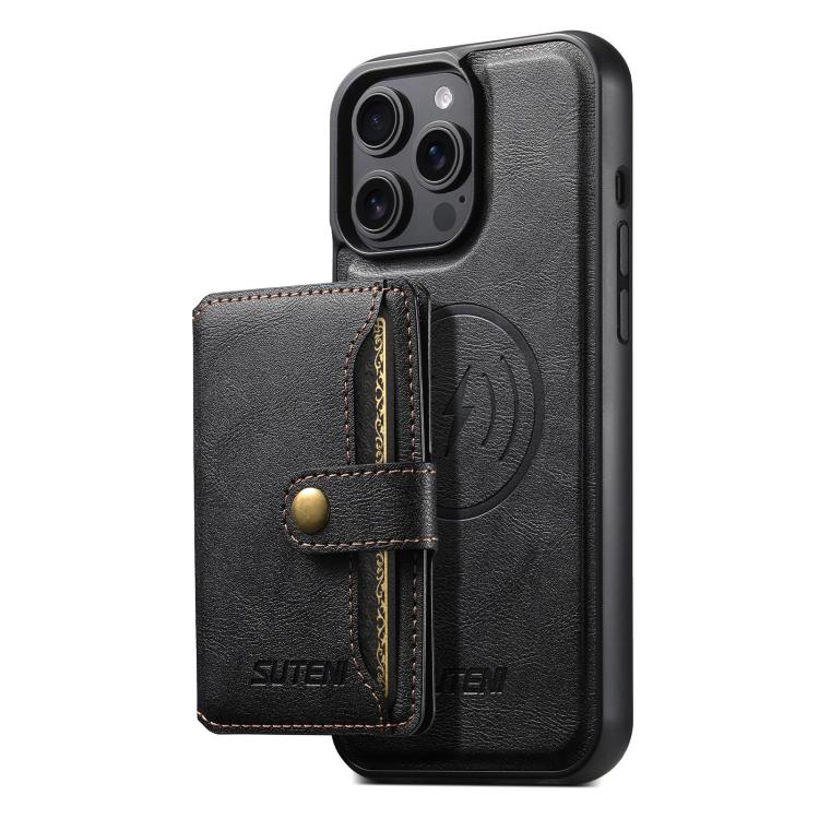 Funda de cuero para teléfono Suteni M4 con tarjetero magnético y MagSafe, For iPhone 13 Pro Max, For iPhone 13 Pro, For iPhone 13, For iPhone 12, For iPhone 12 Pro Max, For iPhone 12 Pro