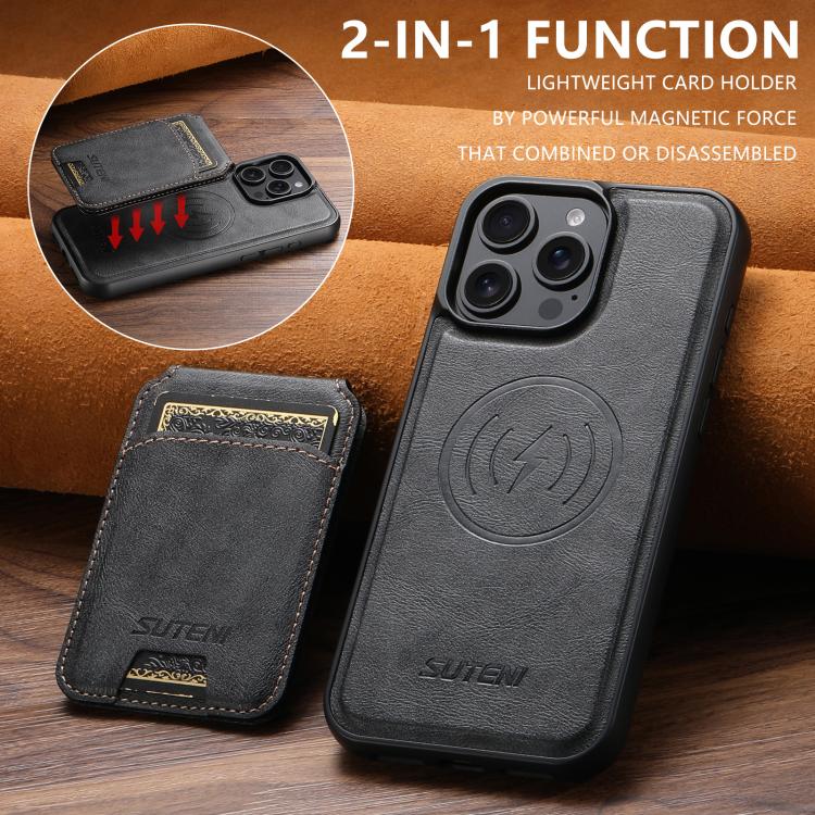 Funda de cuero para teléfono Suteni M5 con tarjetero magnético y MagSafe, For iPhone 13 Pro Max, For iPhone 13 Pro, For iPhone 13, For iPhone 12, For iPhone 12 Pro Max, For iPhone 12 Pro
