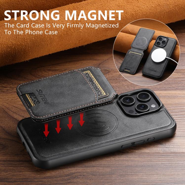 Funda de cuero para teléfono Suteni M5 con tarjetero magnético y MagSafe, For iPhone 13 Pro Max, For iPhone 13 Pro, For iPhone 13, For iPhone 12, For iPhone 12 Pro Max, For iPhone 12 Pro