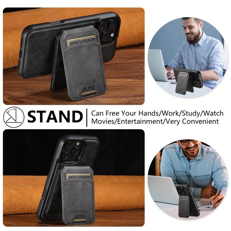 Funda de cuero para teléfono Suteni M5 con tarjetero magnético y MagSafe, For iPhone 13 Pro Max, For iPhone 13 Pro, For iPhone 13, For iPhone 12, For iPhone 12 Pro Max, For iPhone 12 Pro