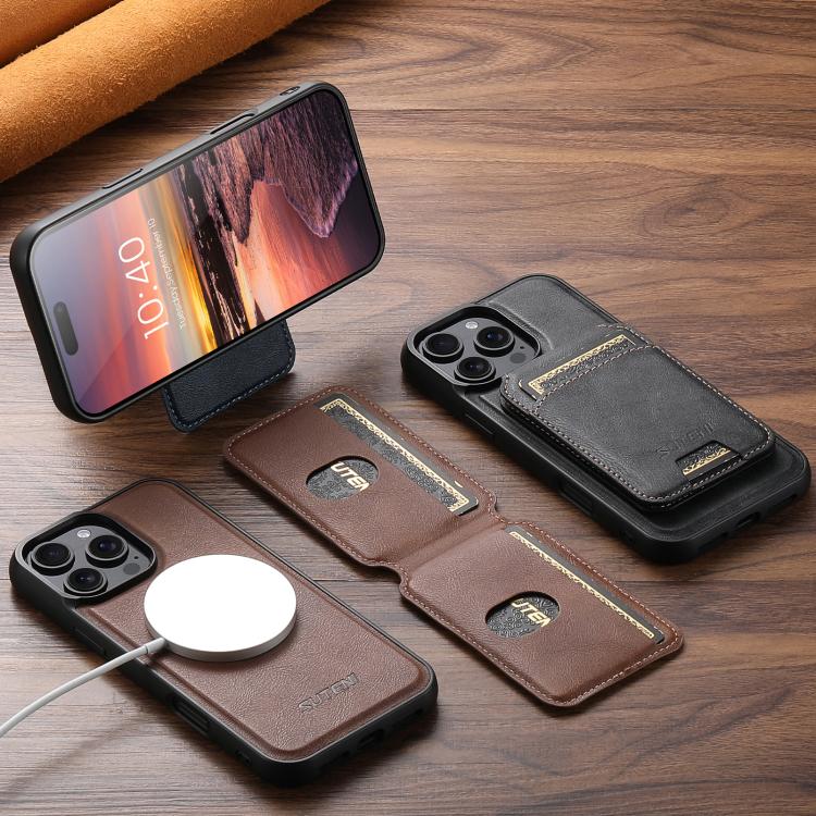 Funda de cuero para teléfono Suteni M5 con tarjetero magnético y MagSafe, For iPhone 13 Pro Max, For iPhone 13 Pro, For iPhone 13, For iPhone 12, For iPhone 12 Pro Max, For iPhone 12 Pro
