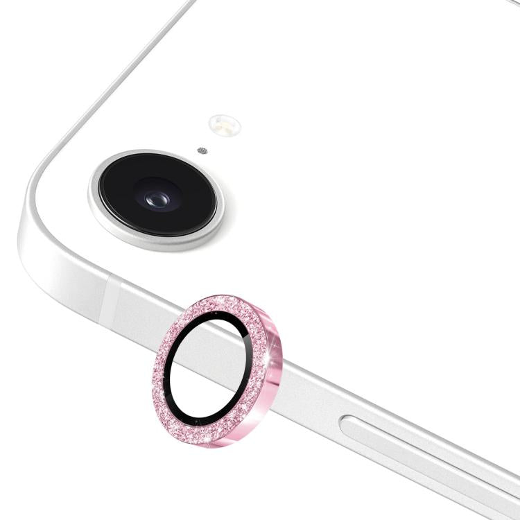 Lente de cámara trasera ENKAY Hat-Prince Glitter con anillo de aleación de aluminio y protector de pantalla de vidrio templado., For iPhone 17e / 16e