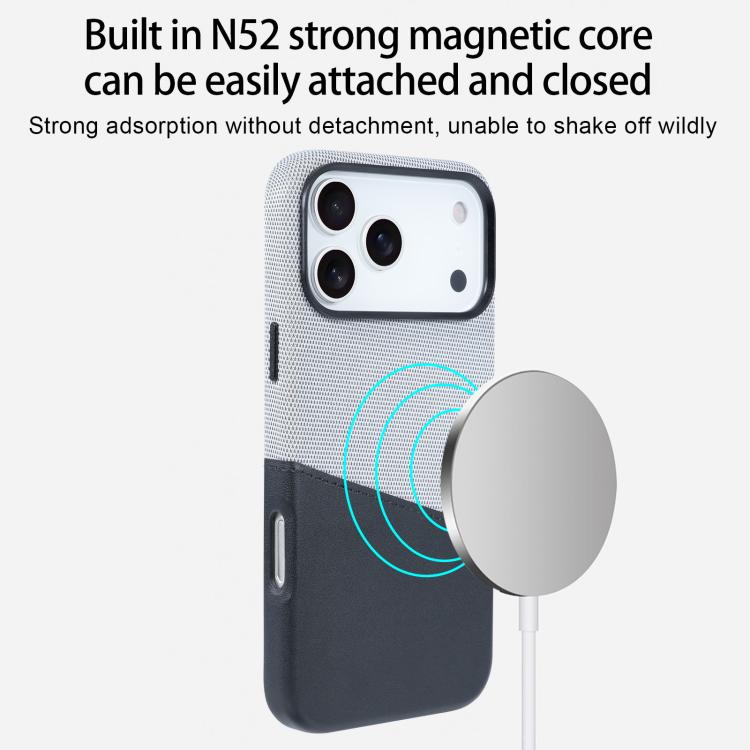 Funda magnética para teléfono Kalebol con textura de tela y costuras, ranura para tarjeta., For iPhone 17 Pro Max, For iPhone 17 Pro, For iPhone 17, For iPhone Air, For iPhone 16 Pro Max, For iPhone 16 Pro, For iPhone 16 Plus, For iPhone 16