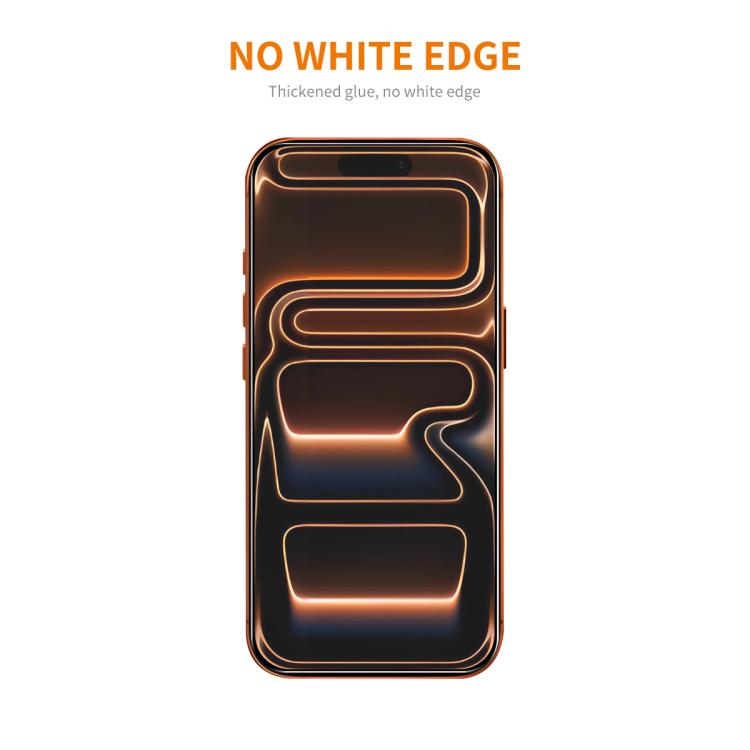 ENKAY Adhesivo reforzado sin borde blanco 9H Gran borde arqueado Película de vidrio templado de aluminio y silicio de alta calidad, For iPhone 17 Pro Max, For iPhone 17 Pro, For iPhone 17, For iPhone Air