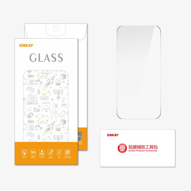 ENKAY Adhesivo reforzado sin borde blanco 9H Gran borde arqueado Película de vidrio templado de aluminio y silicio de alta calidad, For iPhone 17 Pro Max, For iPhone 17 Pro, For iPhone 17, For iPhone Air