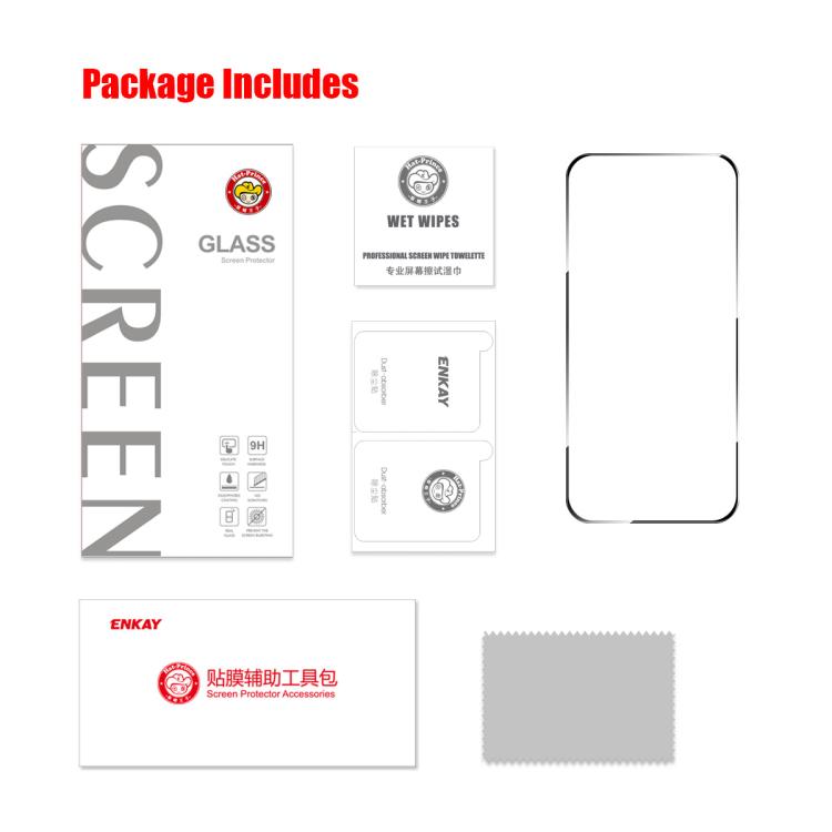 Película de vidrio templado de aluminio y silicio de alta calidad ENKAY con pegamento grueso y sin bordes blancos, For iPhone 17 Pro Max, For iPhone 17 Pro, For iPhone 17, For iPhone Air