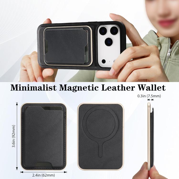 Funda de cuero para teléfono Kalebol Slim MagSafe Ring con tarjetero magnético, For iPhone 17 Pro Max, For iPhone 17 Pro, For iPhone 17, For iPhone Air