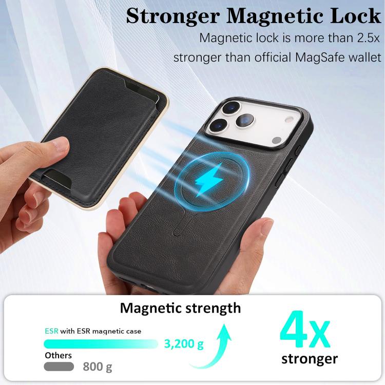 Funda de cuero para teléfono Kalebol Slim MagSafe Ring con tarjetero magnético, For iPhone 17 Pro Max, For iPhone 17 Pro, For iPhone 17, For iPhone Air